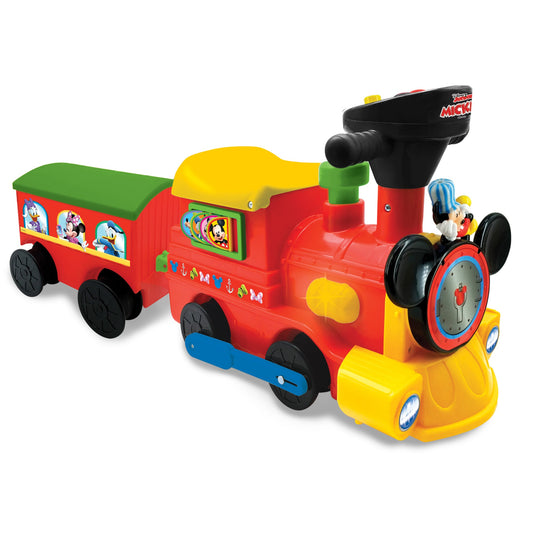 Kiddieland Disney Mickey Mouse 2-in-1 Battery-Powered Ride-on Choo Choo Train with Caboose & Tracks-Multi-One Size-1