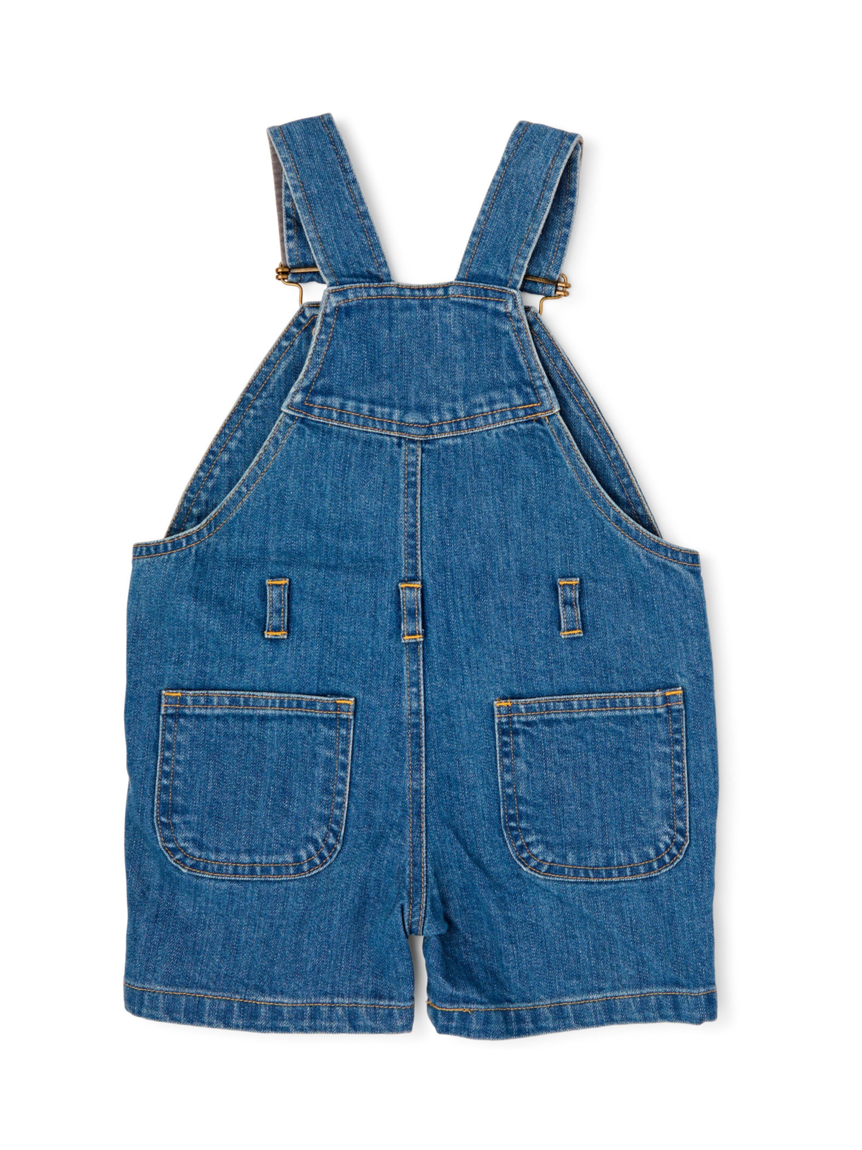  Dotty Dungarees Classic Stonewash Denim Overall Shorts - Blue - Bonton