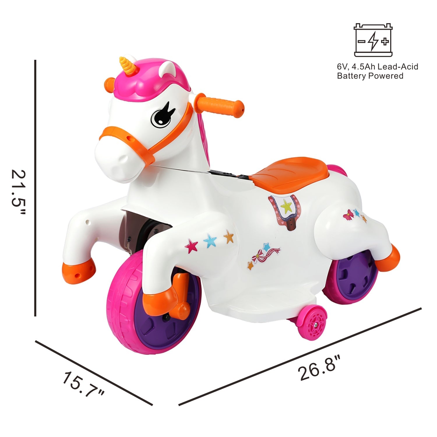  Trimate Trimate Ride on Unicorn. Easy to switch an Electric Rocking Horse. The Electric Unicorn Ride On Toy with Music, F&R and Foot Pad. 6V, 4.5A Battery Powered. Great Gift for Kids 3-6 Years Old. - Multi - Bonton