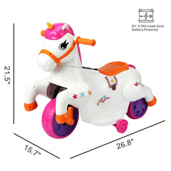 Trimate Ride on Unicorn. Easy to switch an Electric Rocking Horse. The Electric Unicorn Ride On Toy with Music, F&R and Foot Pad. 6V, 4.5A Battery Powered. Great Gift for Kids 3-6 Years Old.-Multi-One Size-2