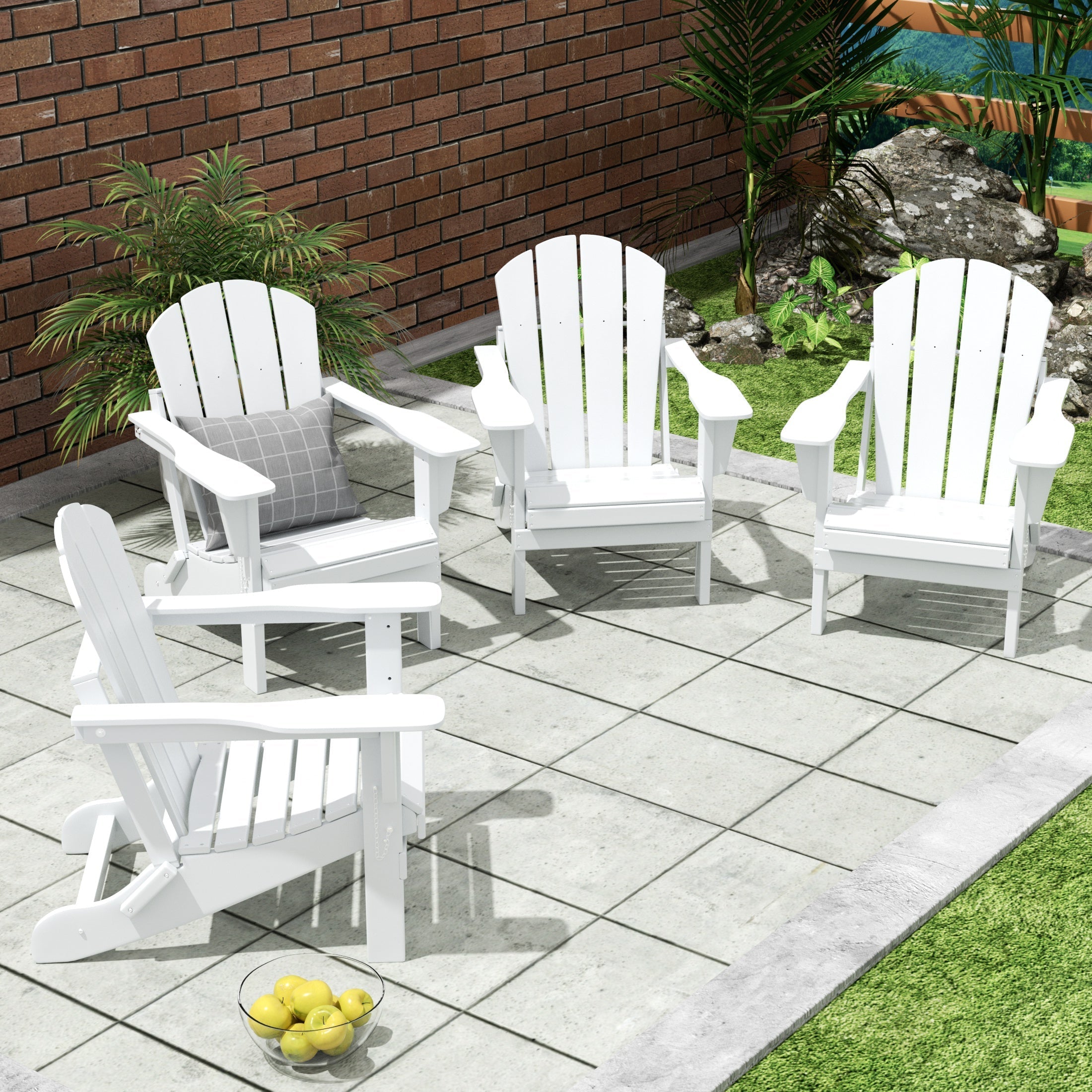  Westin Furniture Outdoor Patio Folding Adirondack Chair, Set of 4 - Lime - Bonton