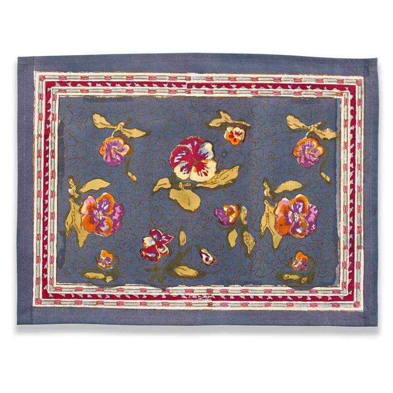  Couleur Nature Pansy Red/Grey Placemats Set of 6 - Red/Grey - Bonton