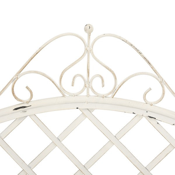  Safavieh Abner Wrought Iron Outdoor Garden Bench - Antique White - Bonton