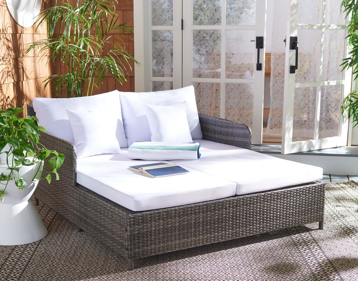  Safavieh Cadeo Outdoor Daybed - Gray/White - Bonton