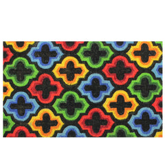 Red and Yellow Retro Quatrefoil Design Doormat 29" x 17"