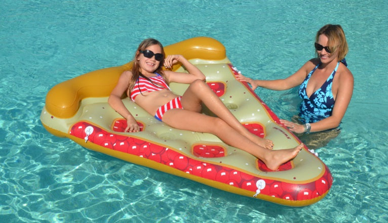  Inflatable Brown and Red Cherry Pie Slice Swimming Pool Float Raft 72-Inch - Brown - Bonton