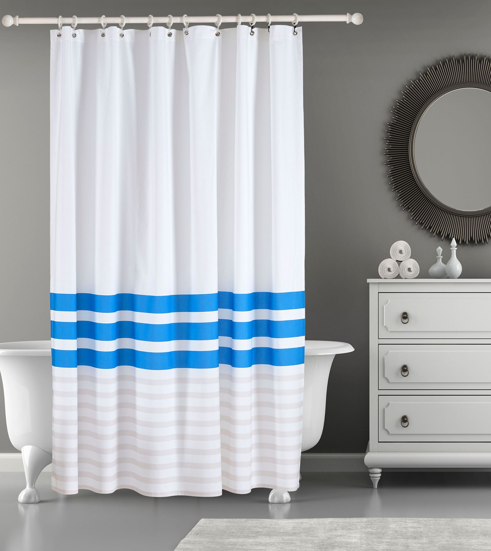  Brooks Brothers Pesthemal Shower Curtains - Blue - Bonton