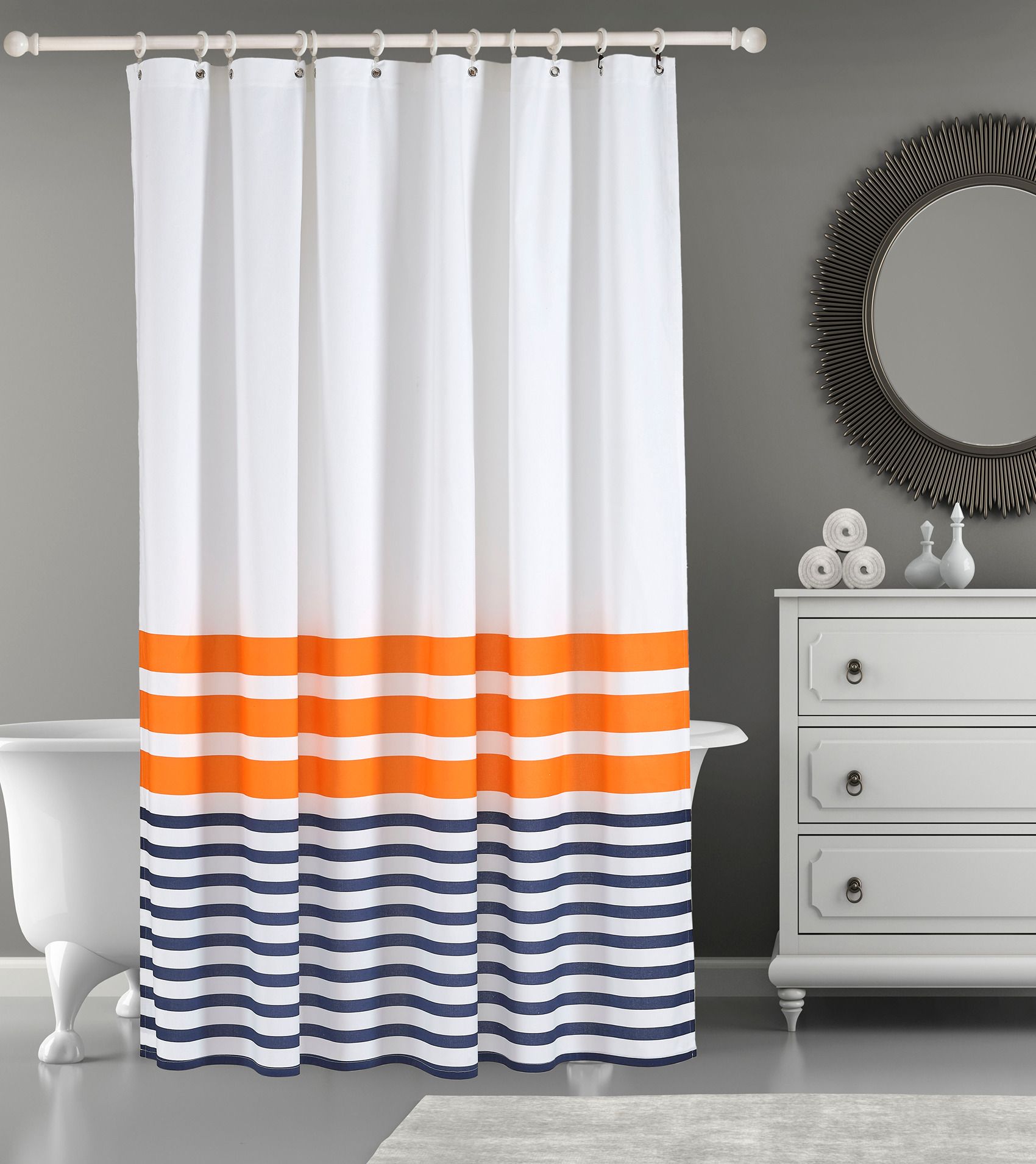  Brooks Brothers Pesthemal Shower Curtains - Orange - Bonton