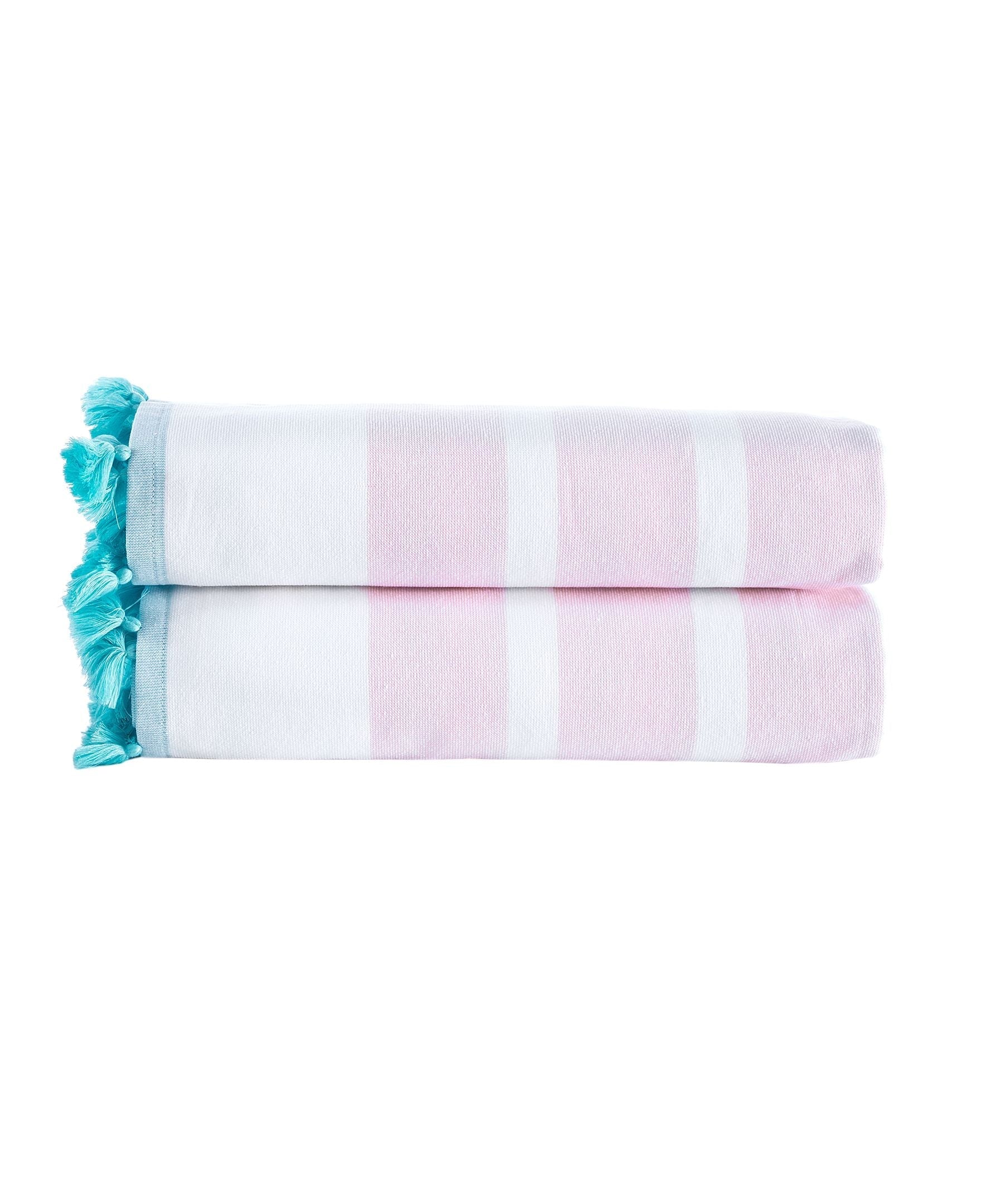  Brooks Brothers Pesthemal 2 Piece Bath Sheet Set - Pink - Bonton