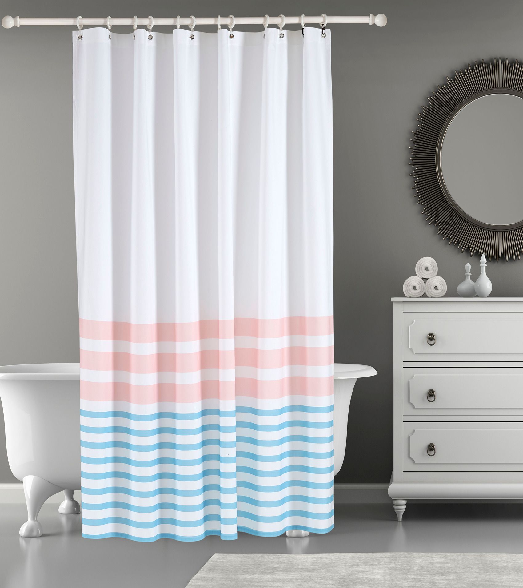  Brooks Brothers Pesthemal Shower Curtains - Pink - Bonton