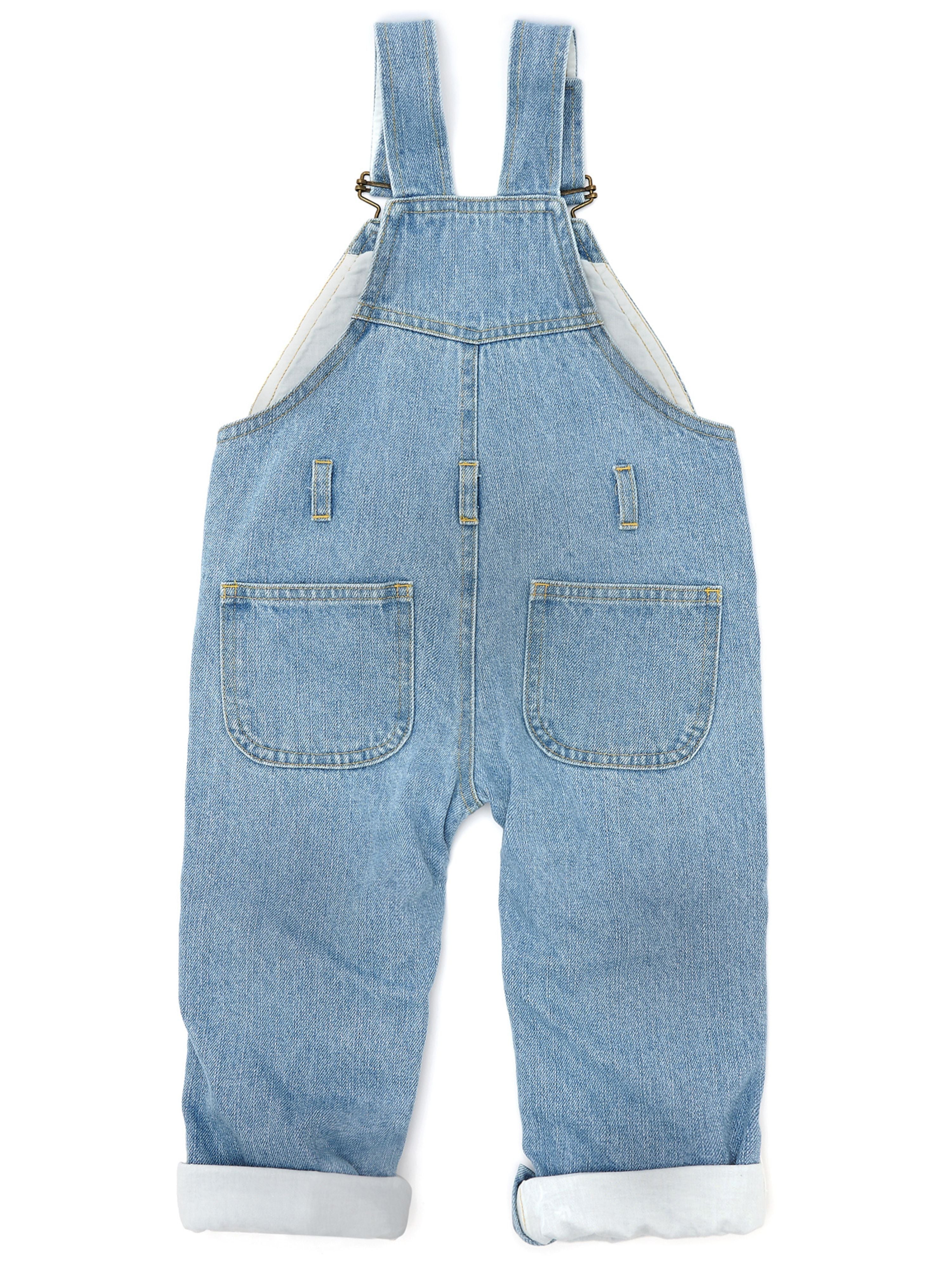  Dotty Dungarees Faded Denim Overalls - Blue - Bonton