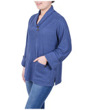 Petite Long Sleeve Shawl Collar Top With Pockets