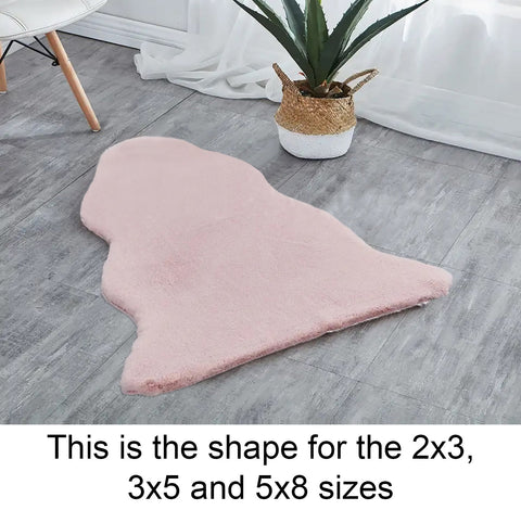 Pink Faux Rabbit Fur Fuzzy Soft Fluffy Plush Cozy Shaggy Area Rug by Homemartgoods