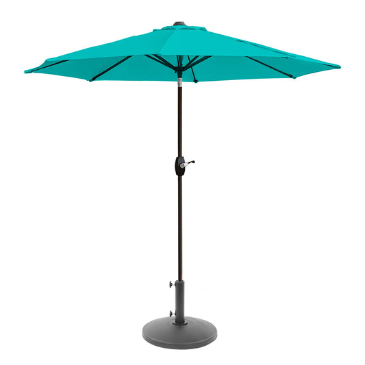 9 ft Outdoor Patio Market Table Umbrella with Round Resin Base