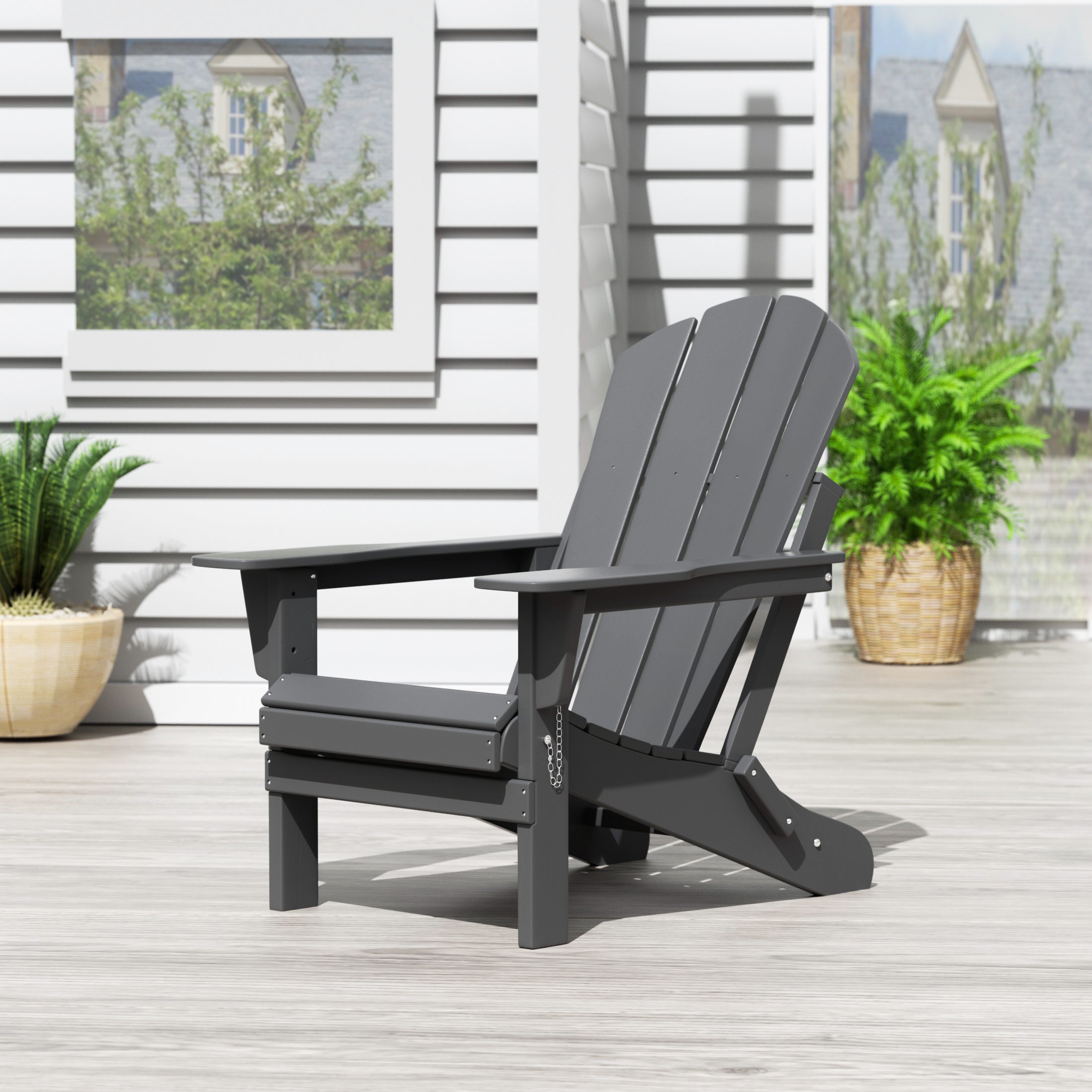  Westin Furniture Outdoor Folding Poly Adirondack Chair - Navy Blue - Bonton