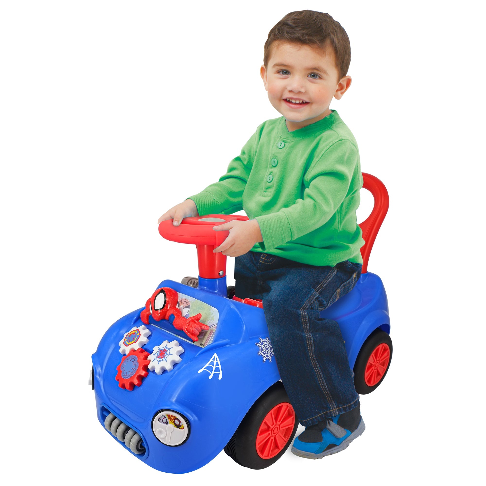  Kiddieland Kiddieland: Lights N' Sounds: Ride-On - Spidey Web Racer - Foot To Floor Vehicle, Interactive Push & Pull Toy Car, Toddlers, Kids Ages 12-36 Months - Multi - Bonton