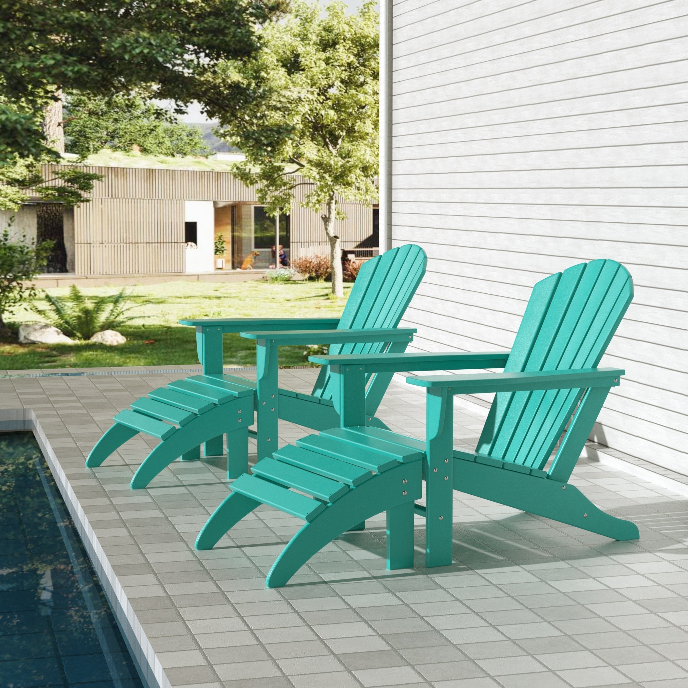  Westin Furniture Altura Outdoor Adirondack Chair With Ottoman 4-Piece Set - Red - Bonton