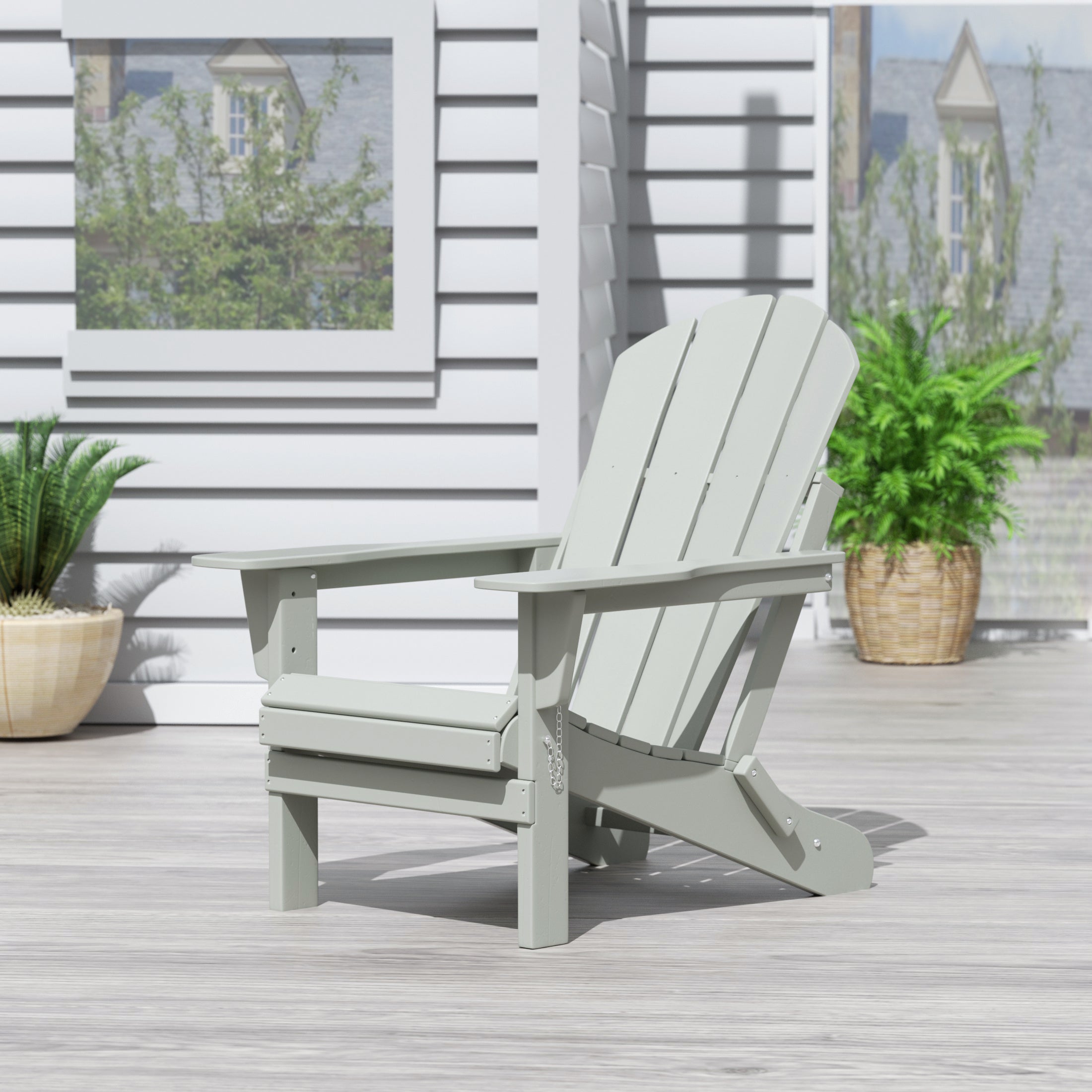  Westin Furniture Outdoor Folding Poly Adirondack Chair - Dark Brown - Bonton