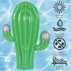 Inflatable Jumbo Cactus Shaped Pool Float - 5.75' - Green