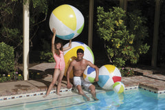 White and Yellow Inflatable 6 Panel Swimming Pool and Beach Ball 46-Inch