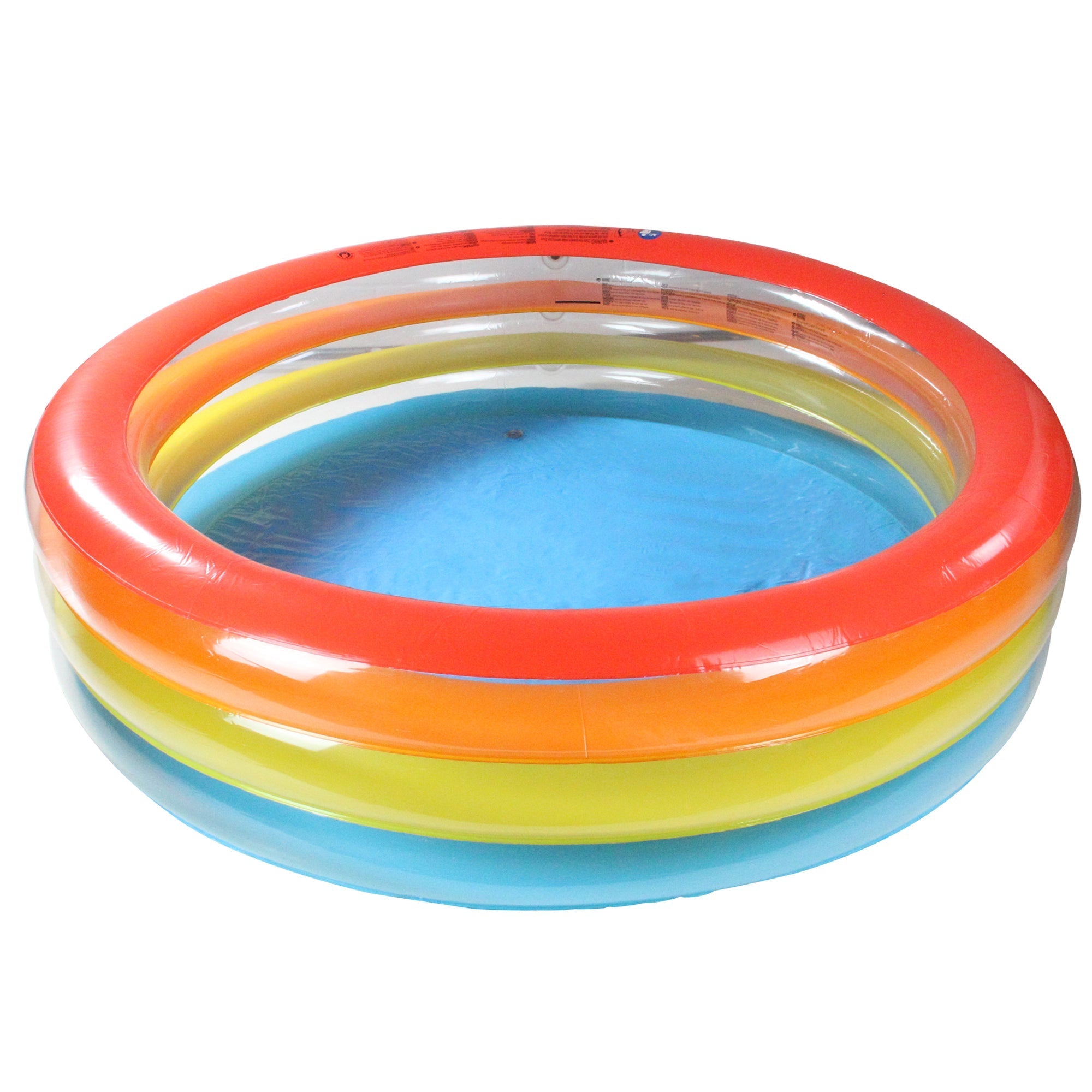  6.5' Inflatable Multi Color 3 Ring Transparent Swimming Pool - Blue - Bonton