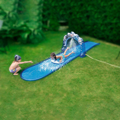 16' Blue and White Inflatable Ice Breaker Lawn Water Slide