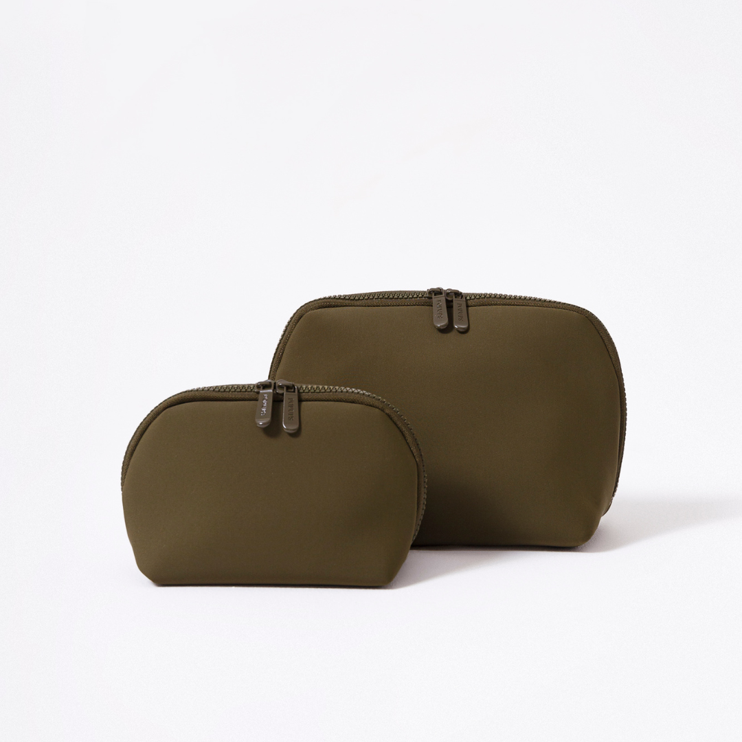  Pop Ups Brand Safari Green Set: Oversized Wristlet Pouch + Essential Pouch + Makeup Pouch Set - Default Title - Bonton