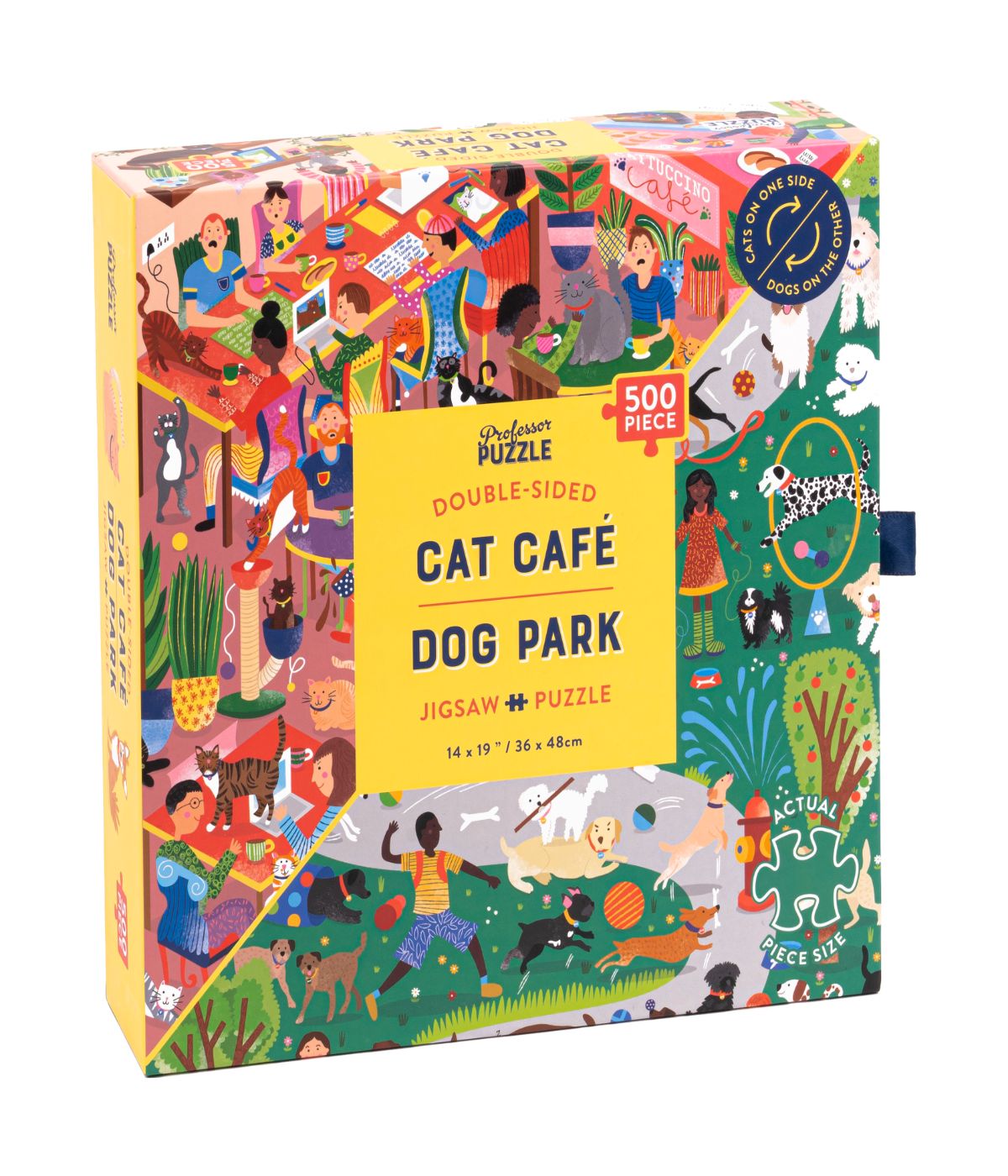  Cat Cafe & Dog Park Double-Sided Jigsaw Puzzle: 500 Pcs Multi - Multi - Bonton