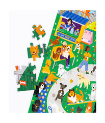 Cat Cafe & Dog Park Double-Sided Jigsaw Puzzle: 500 Pcs Multi