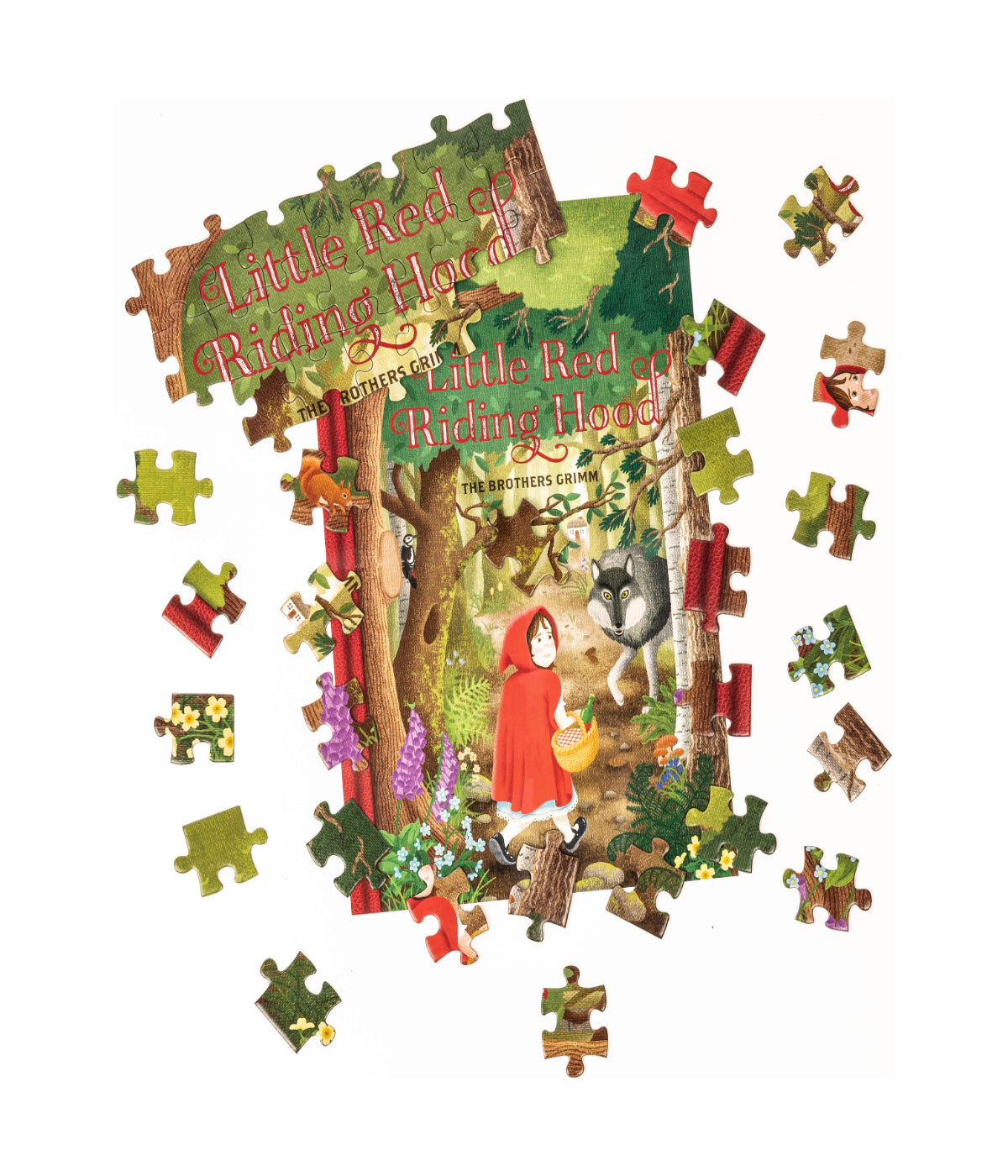  The Brothers Grimm's Little Red Riding Hood Double-Sided Jigsaw Puzzle: 96 Pcs Multi - Multi - Bonton