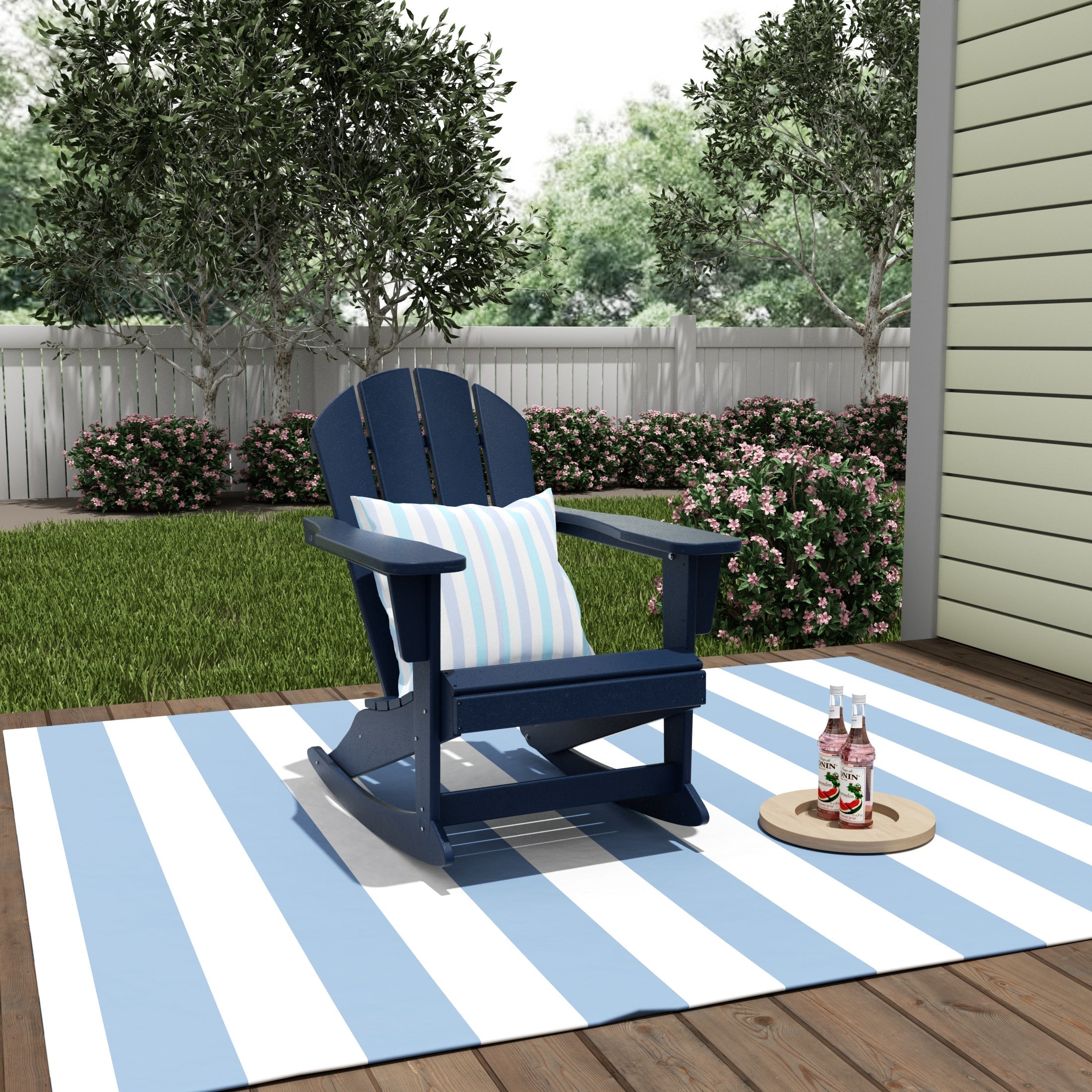  Westin Furniture Classic Porch Outdoor Patio Rocking Adirondack Chair - Navy Blue - Bonton