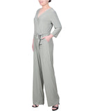 3/4 Sleeve Belted Jumpsuit