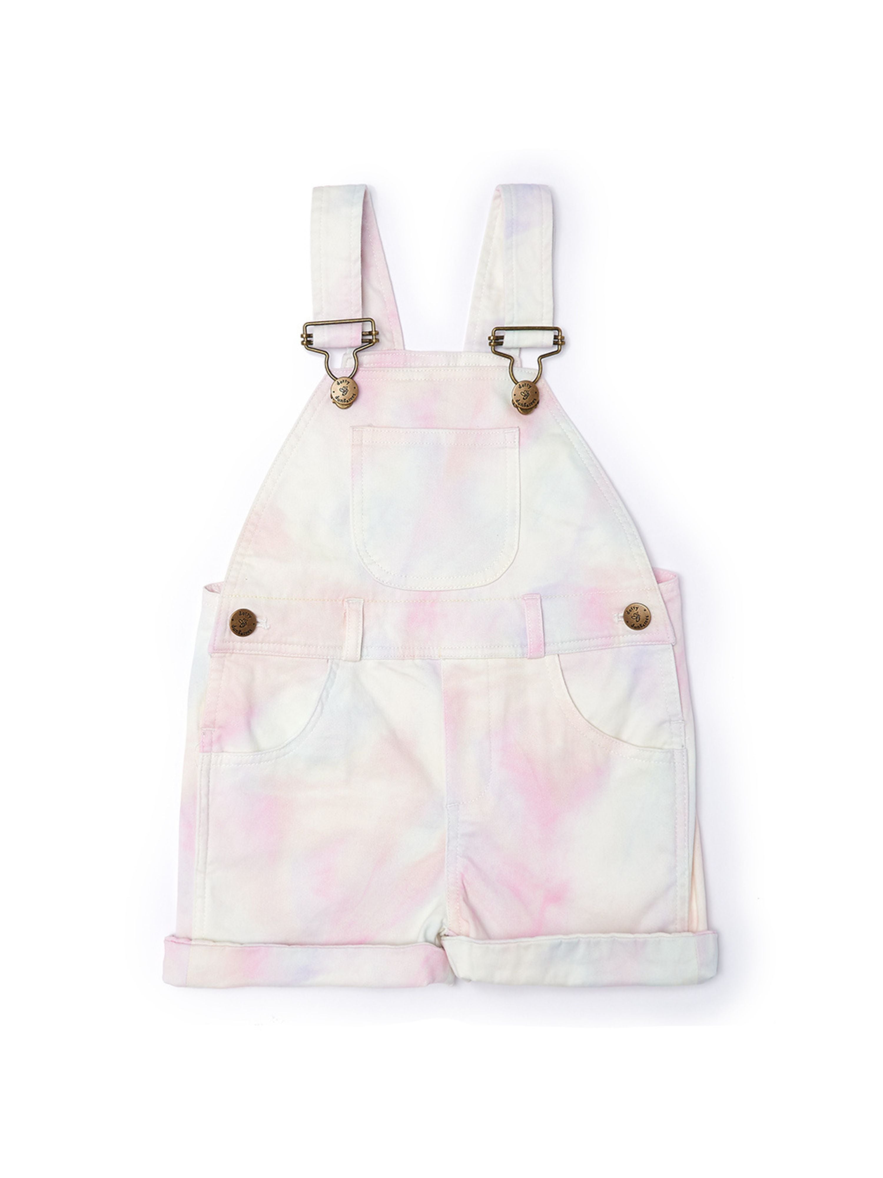  Dotty Dungarees Tie Dye Overall Shorts - Rainbow Multi - Bonton