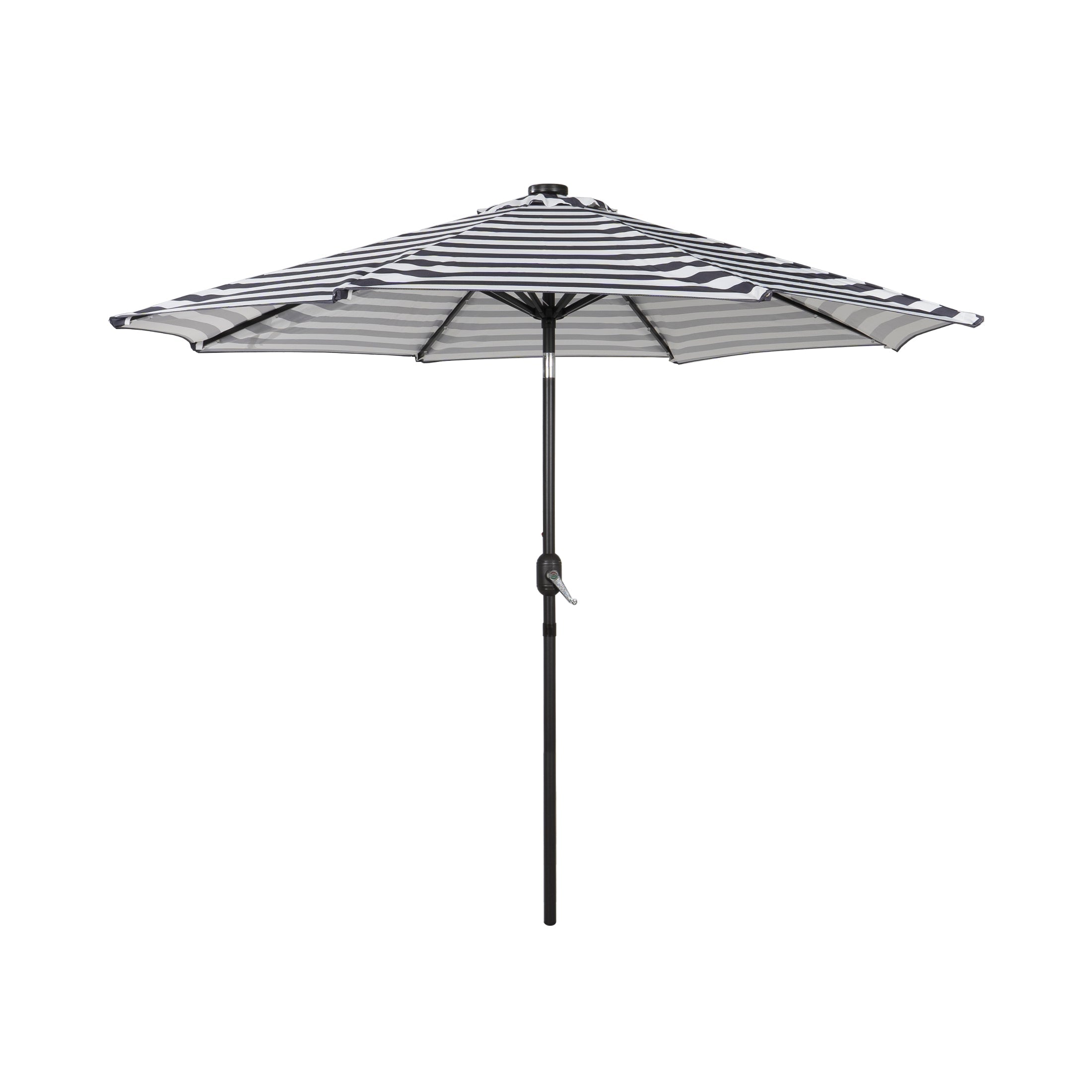  Westin Furniture 9 ft Outdoor Patio Solar LED Market Umbrella with Black Round Base - Navy Blue - Bonton