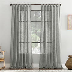 Burlap Weave Linen Blend Tab Top Curtain