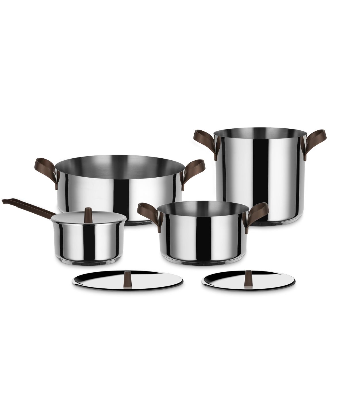  Alessi Edo 7 Piece Stainless Steel Cookware Set - Silver - Bonton