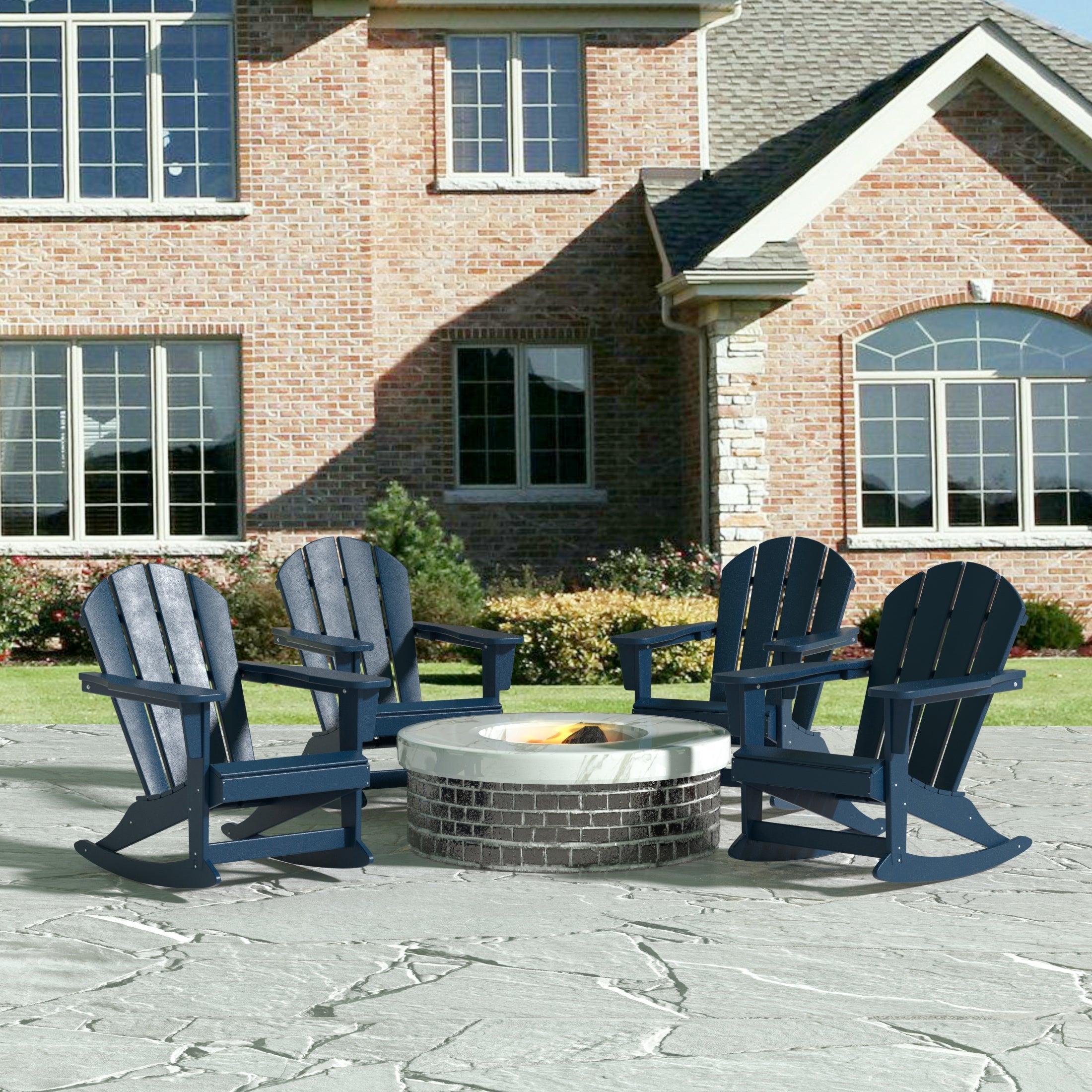  Westin Furniture Outdoor Rocking Poly Adirondack Chair, Set of 4 - Gray - Bonton