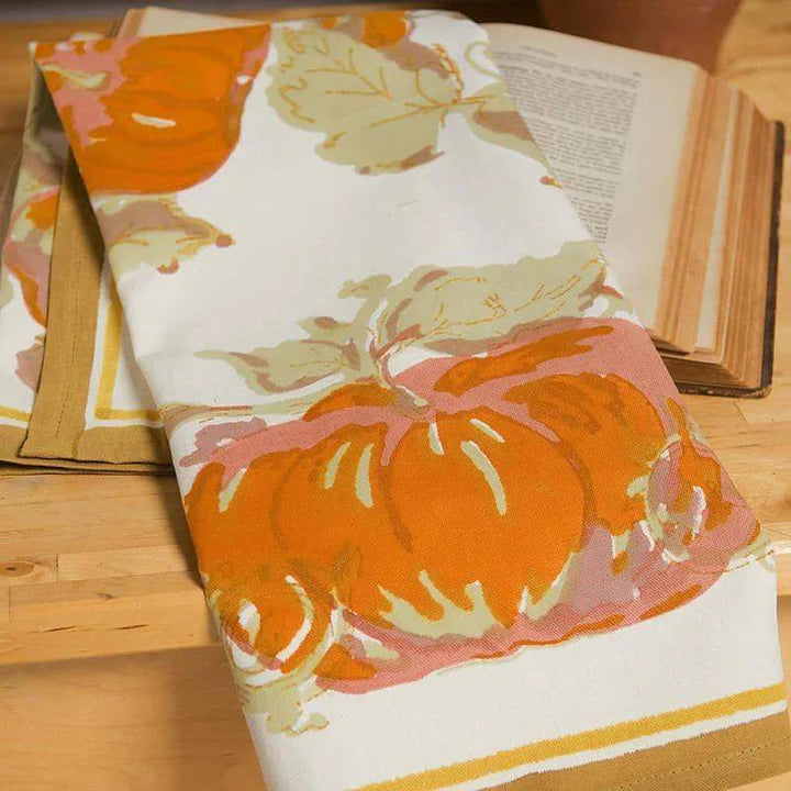 Pumpkin Orange/Mustard Tea Towels Set of 3