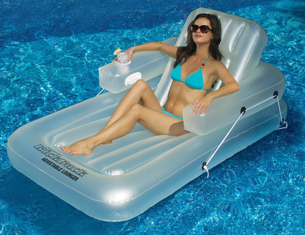  Inflatable Light Blue Water Sports Kickback Adjustable Lounger Raft 74-Inch - Clear - Bonton