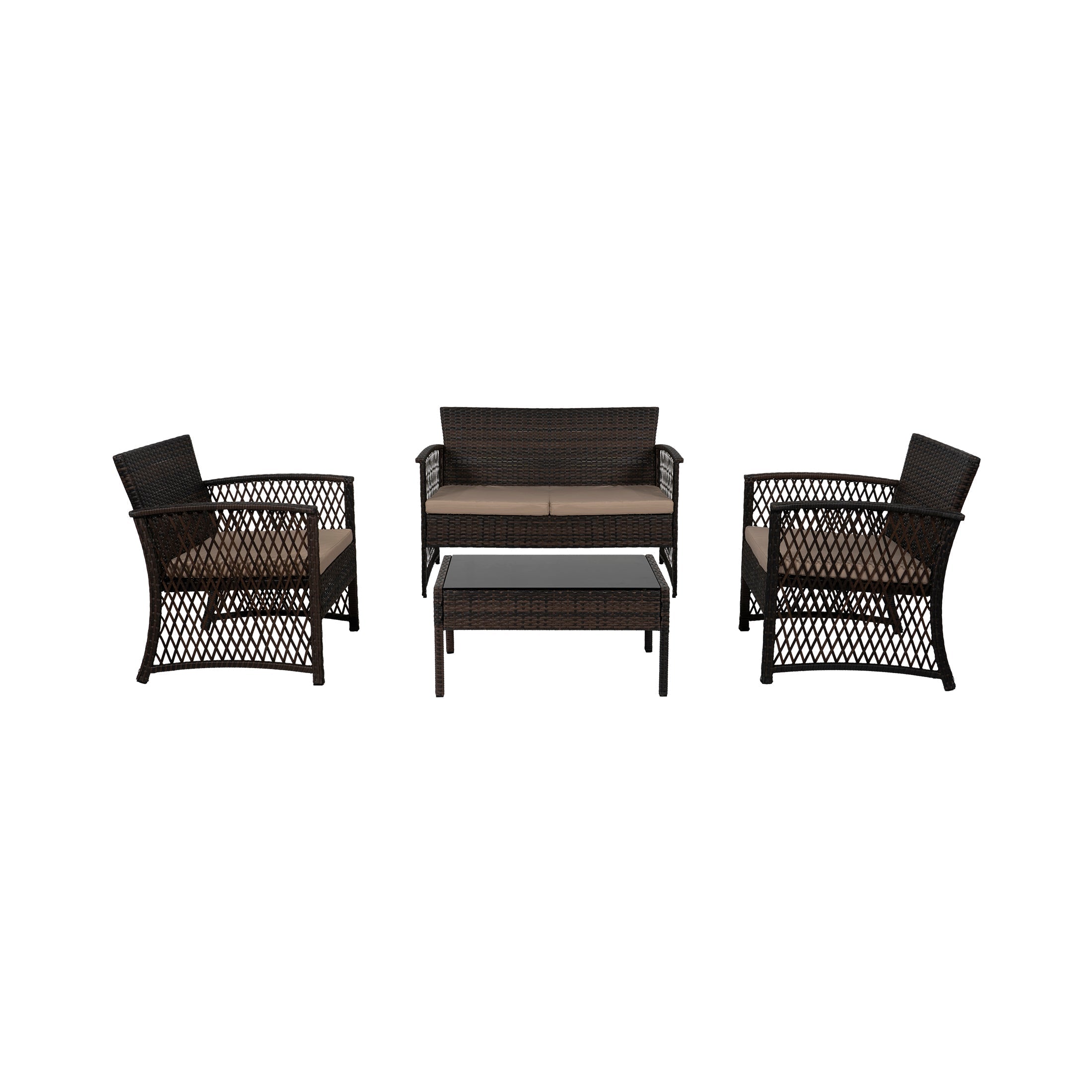  Westin Furniture 4-Piece Outdoor Patio Conversation Set - Black/Gray - Bonton