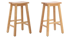 29" Solid Wood Saddle Bar Stool, Set of 2