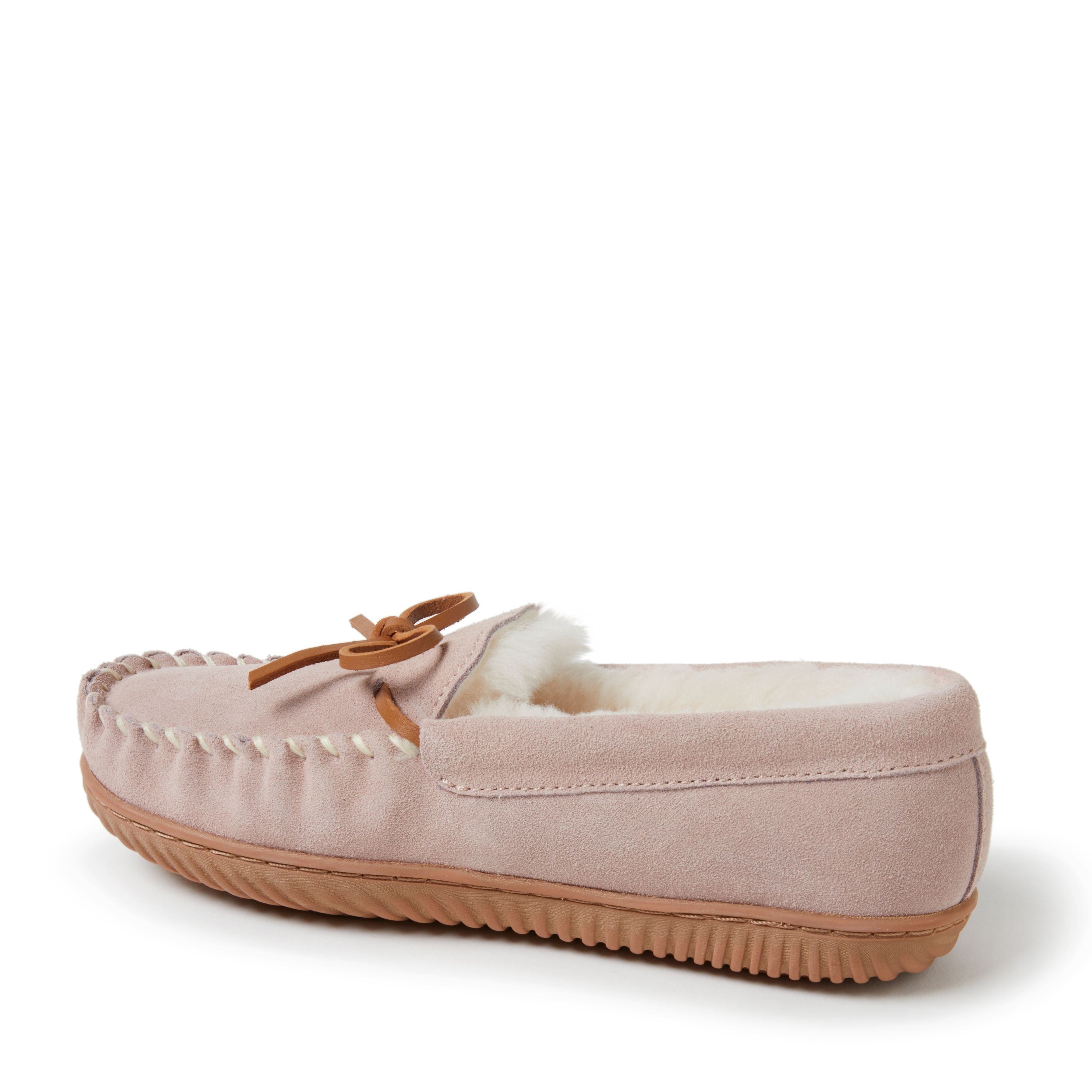  Dearfoams Fireside by Women's Alice Springs Shearling Indoor/Outdoor Moccasin Slipper - Dusty Pink - Bonton