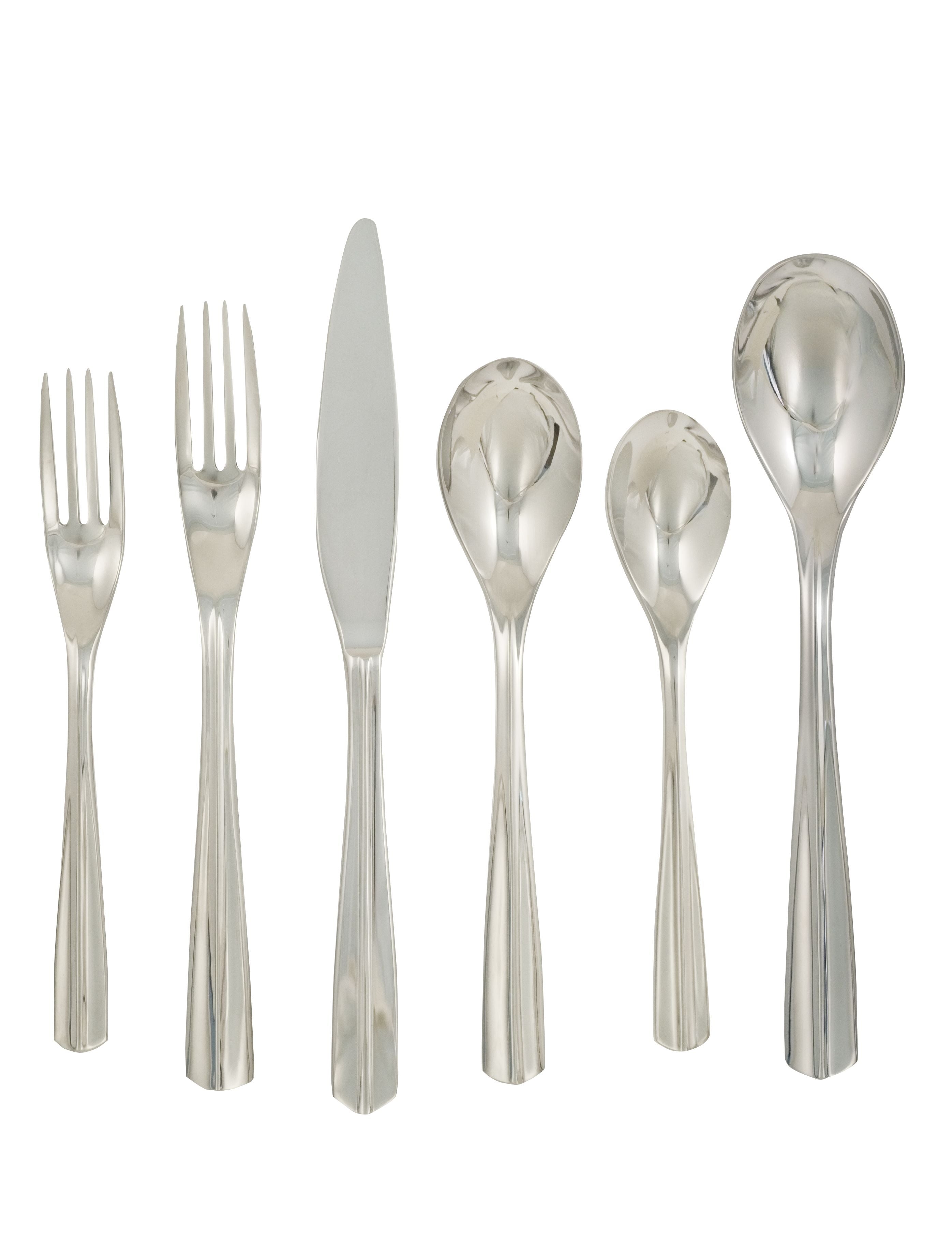  Ginkgo Nocturne Stainless Steel Flatware 42 Piece Set - Mirror Stainless Steel - Bonton