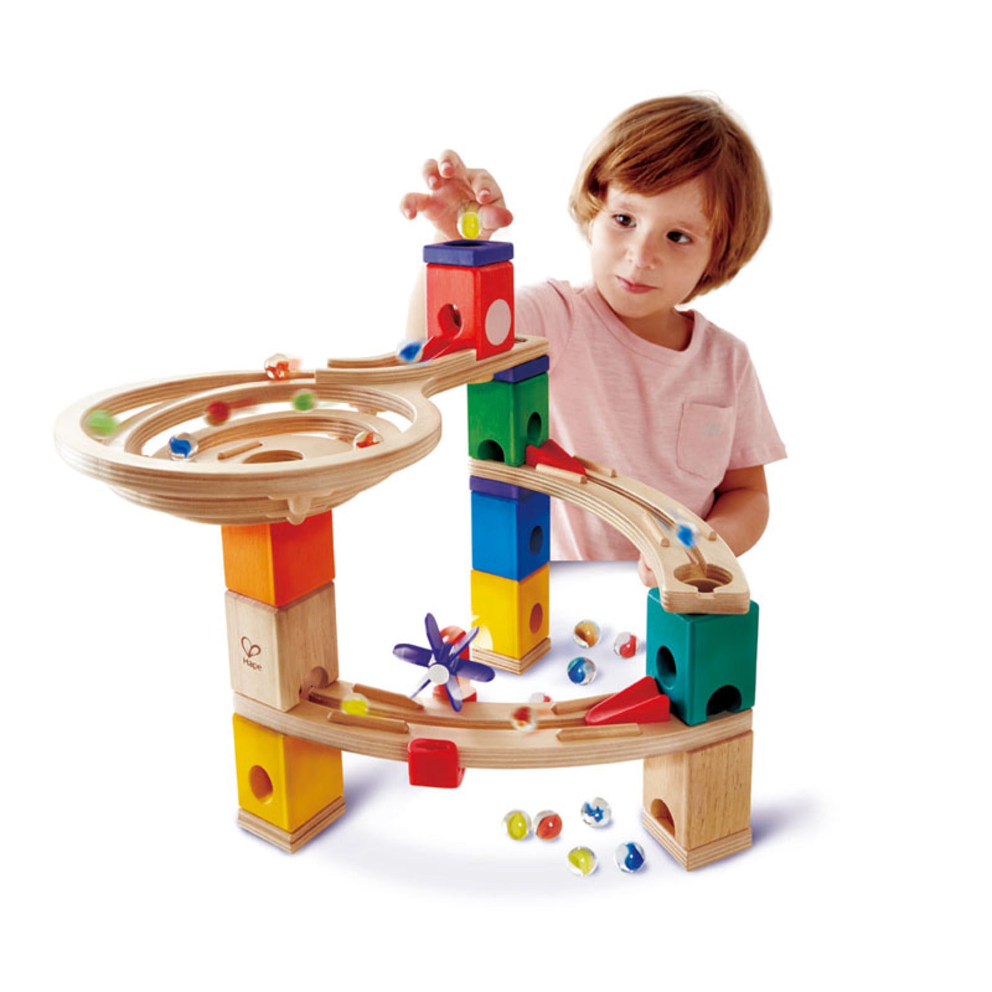  Hape Hape Quadrilla Wooden Marble Run DIY Construction, 58 Pieces - Multi - Bonton