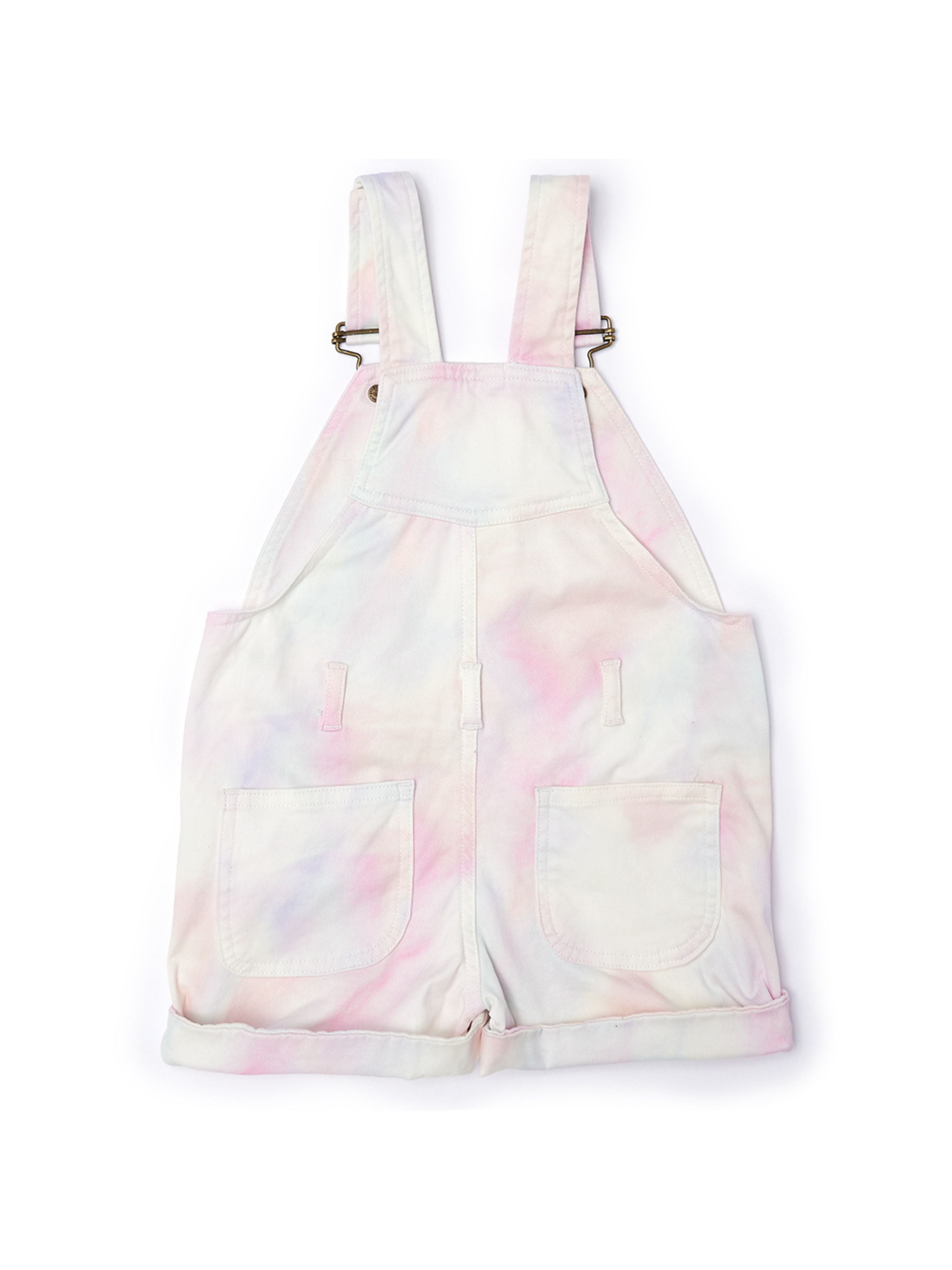  Dotty Dungarees Tie Dye Overall Shorts - Rainbow Multi - Bonton