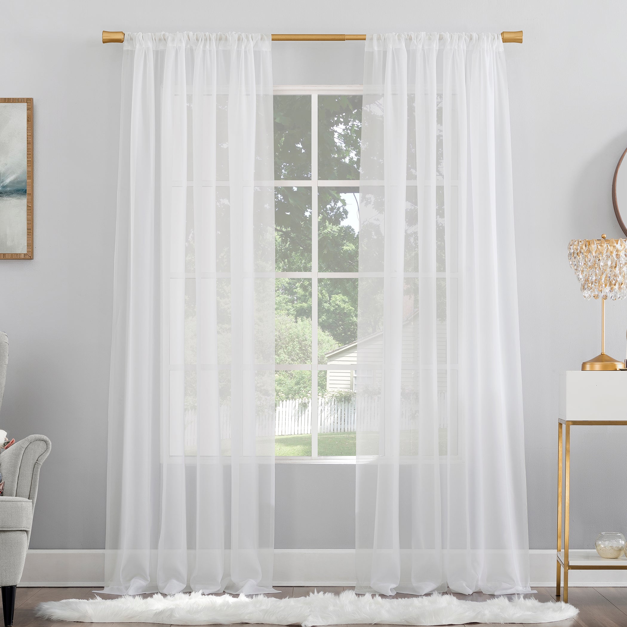  No. 918 Moulton Voile Sheer Rod Pocket Curtain Panel - Eggshell - Bonton