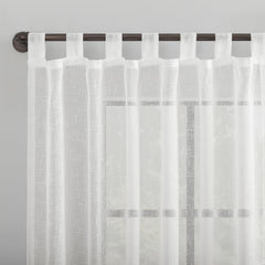 Burlap Weave Linen Blend Tab Top Curtain