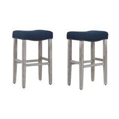 29" Upholstered Antique Gray Bar Stool, Set of 2