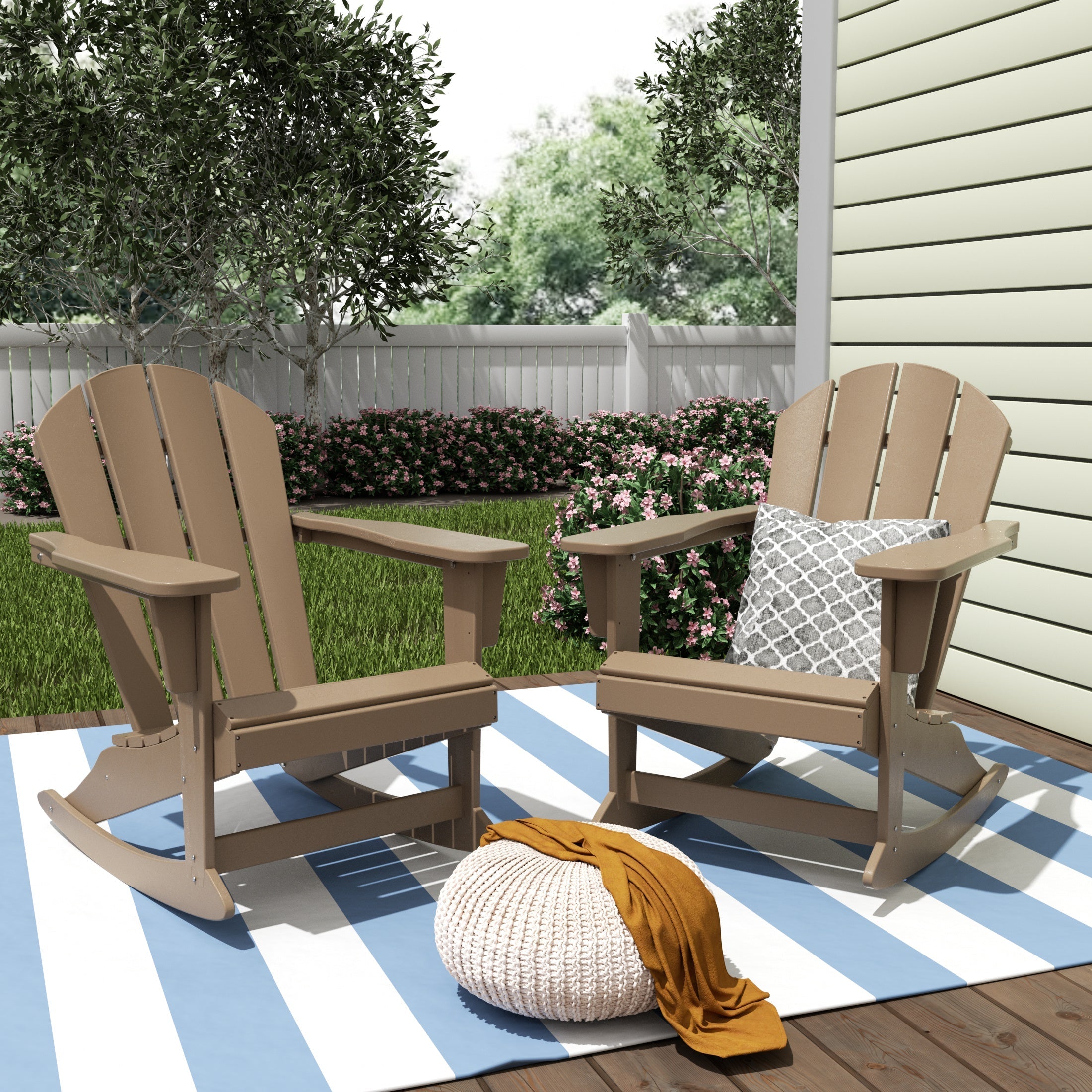  Westin Furniture Outdoor Patio Porch Rocking Adirondack Chair, Set of 2 - Gray - Bonton