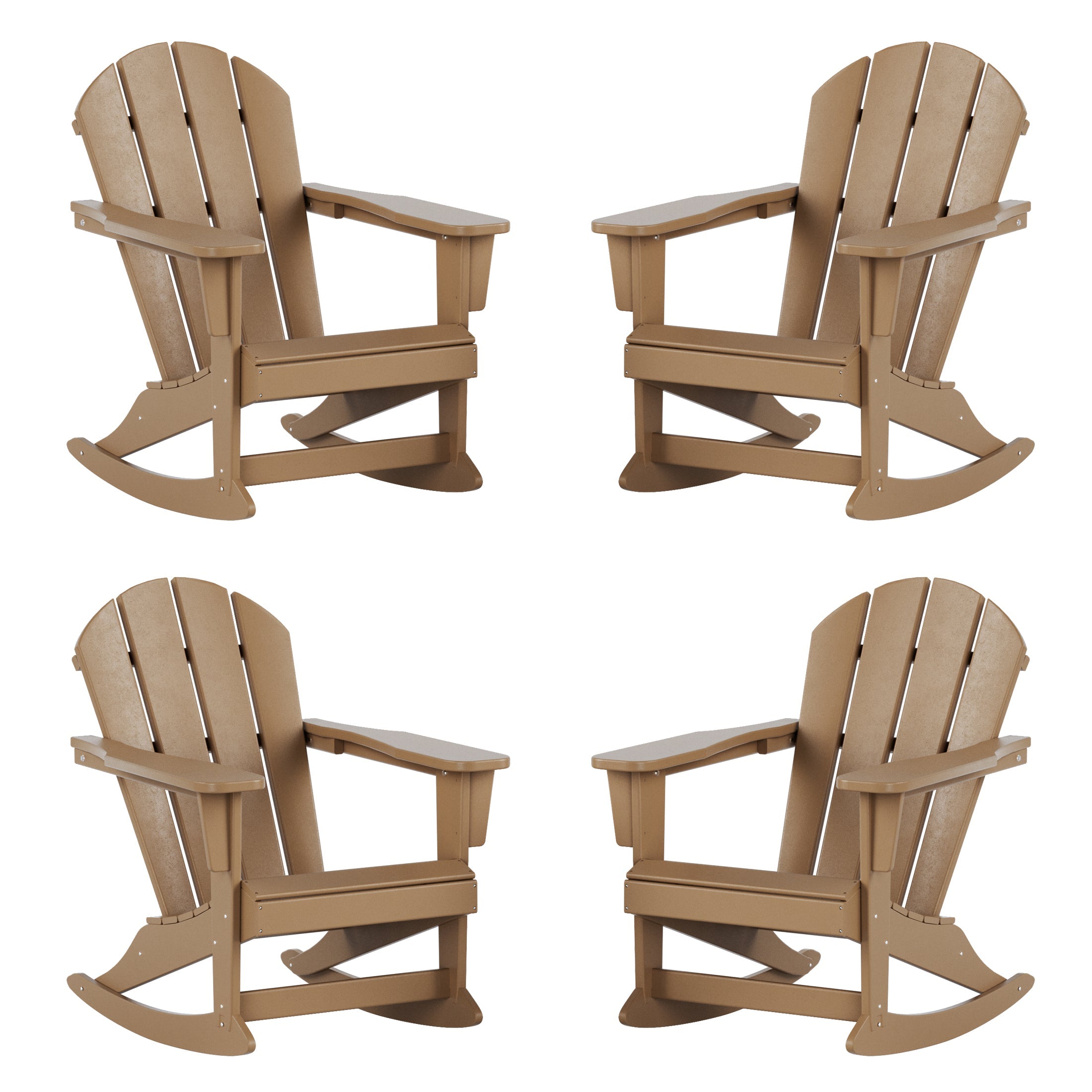  Westin Furniture Outdoor Rocking Poly Adirondack Chair, Set of 4 - Dark Green - Bonton